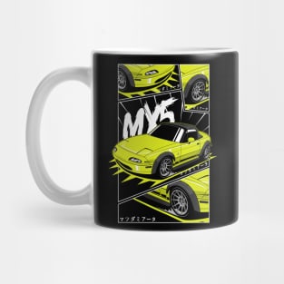 Yellow miata jdm manga style Mug